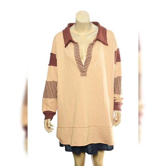 Free People We The Free Clean Prep Polo Top M 8 Women Casual Pullover NEW 38320 - Picture 2 of 3